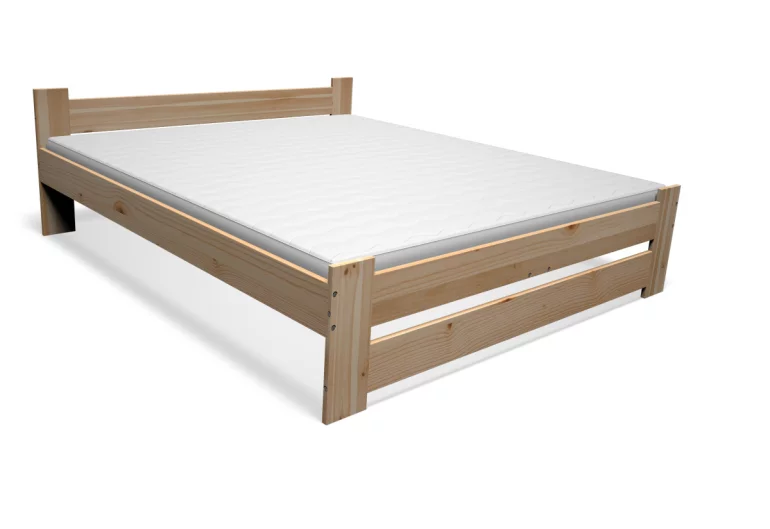 Легло от масив STUDENT + решетка + матрак от пяна COMFORT 14 cm + решетка, 180x200cm, естествен/без лак