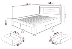 Manželská postel REVONA + rošt + pěnová matrace DE LUX