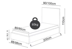 Jednolůžková čalouněná postel NASTY 5 + rošt + matrace, 90x200
