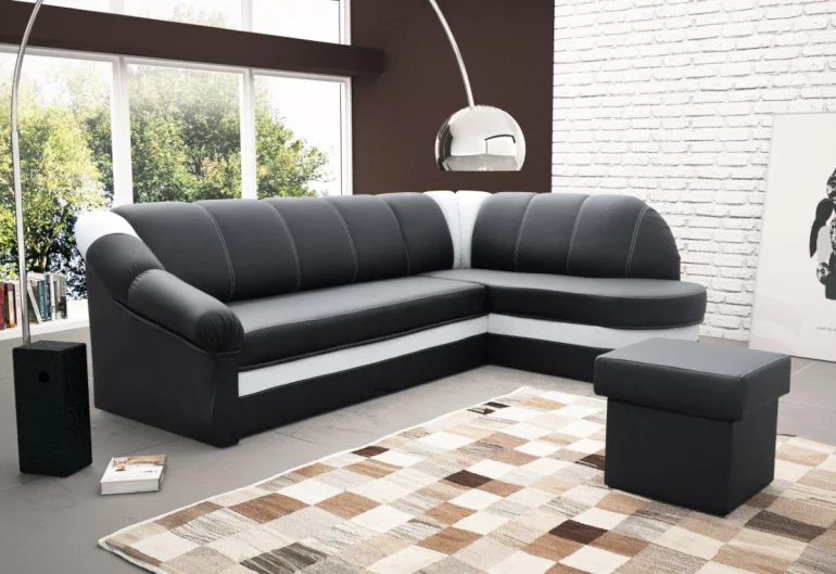 Ъглов диван PETER, 250x85x180, soft011black/soft017white, дясно