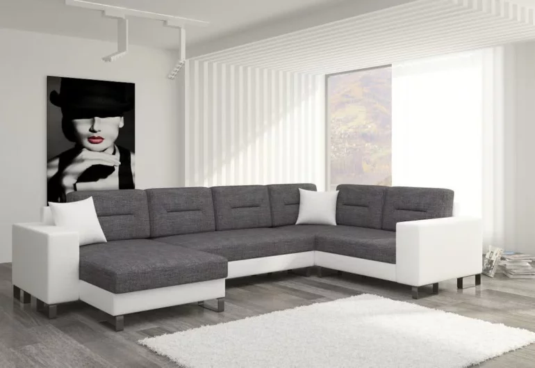 Разтегалелен диван П-образен MEDY, 330x86x206/145, sawana05/soft017white, ляво