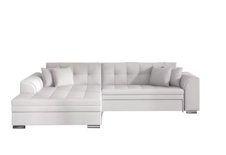 Ъглов разтегателен диван PALERMO, 294x80x196, soft017white, ляво