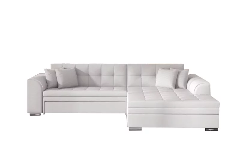 Ъглов разтегателен диван PALERMO, 294x80x196, soft017white, дясно