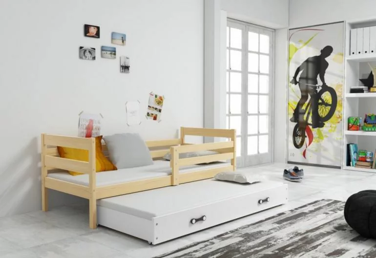 Детско легло RAFAL 2 + матрак + решетка БЕЗПЛАТНО, 80x190 cm, бор, бяло