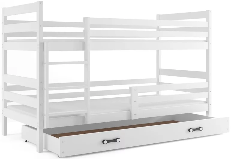 Двуетажно легло RAFAL 2 + МС + матрак + решетка БЕЗПЛАТНО, 90x200 cm, бяло, бяло