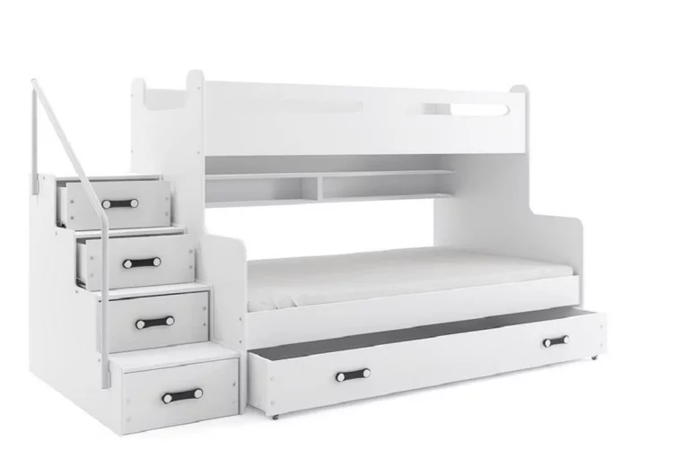 Двуетажно легло XAVER 3 + МС + матрак + решетка БЕЗПЛАТНО, 120x200, бяло, бяло