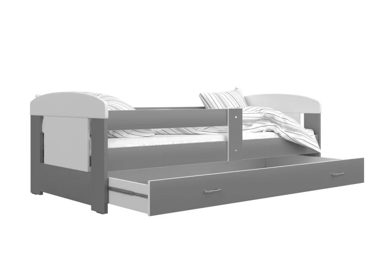 Детско легло JAKUB цвят, 80x160, с включено МС, бяло/сиво