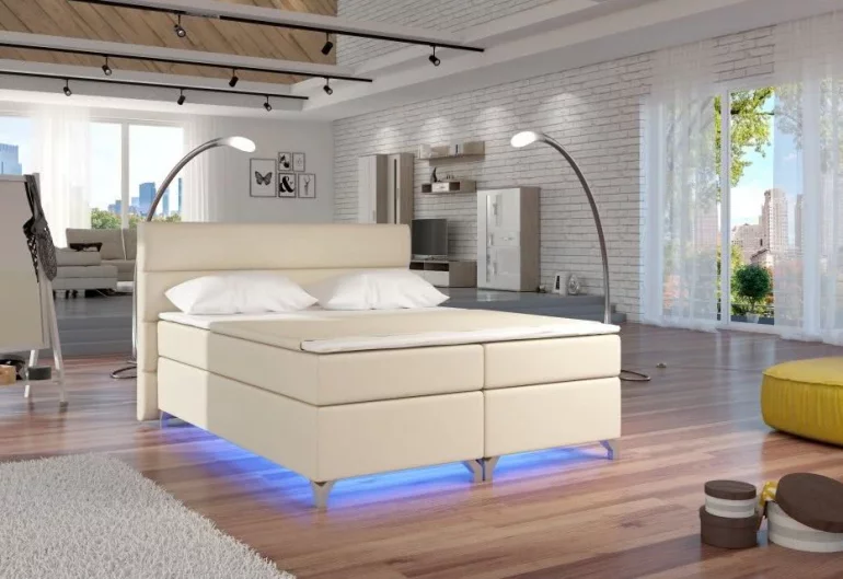 Čalouněná postel BASILIO, včetně LED, 160x200, soft033 beige