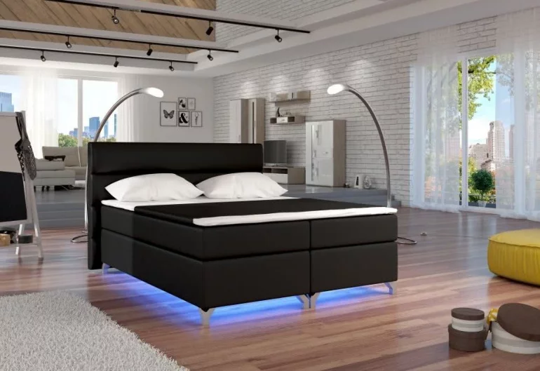 Čalouněná postel BASILIO, včetně LED, 180x200, soft011 black