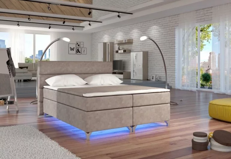 Čalouněná postel BASILIO, včetně LED, 180x200, Dora 22