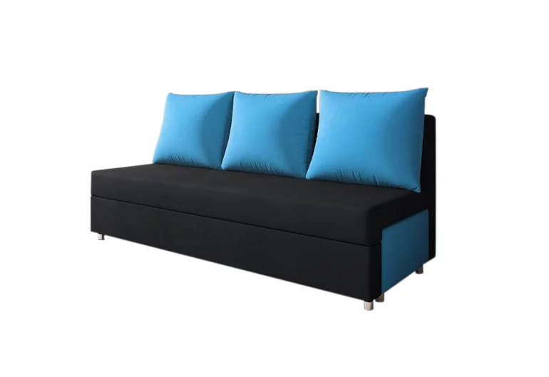 Тапициран диван LISA, черно+синьо (alova 04/alova29)