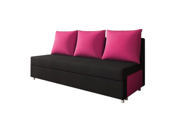 Тапициран диван LISA, черно+розово (alova 04/alova76)