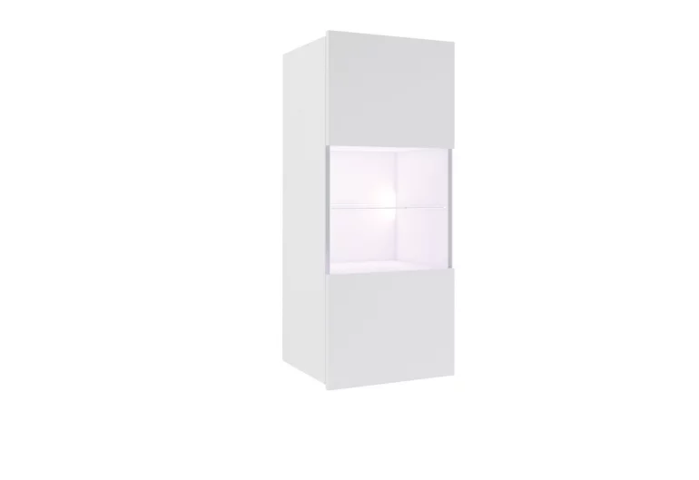 Окачена витрина BRINICA, 45x117x32, бяло/бяло гланц, + бяла LED