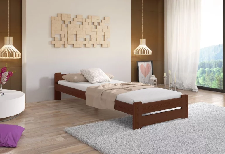 P/ легло от масив HERA + матрак-сандвич MORAVIA + решетка БЕЗПЛАТНО, 90 x 200 cm, лак орех