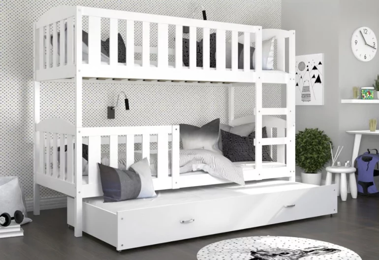 Детско двуетажно легло с допълнителен модул за сън KUBA 3 цвят + матрак + решетка БЕЗПЛАТНО