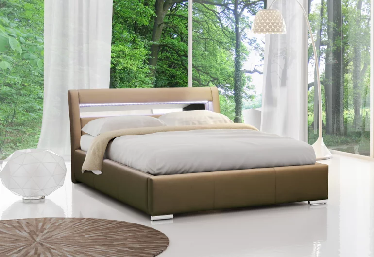 Тапицирано легло ZENONE с LED осветление и матрак, 120x200