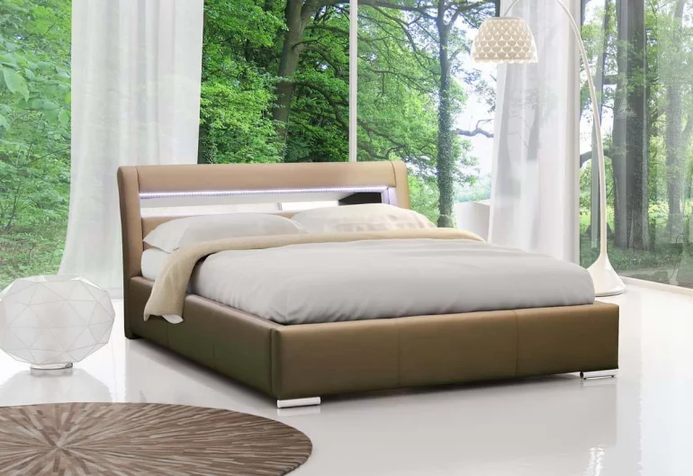 Тапицирано легло ZENONE с LED осветление и матрак, 120x200