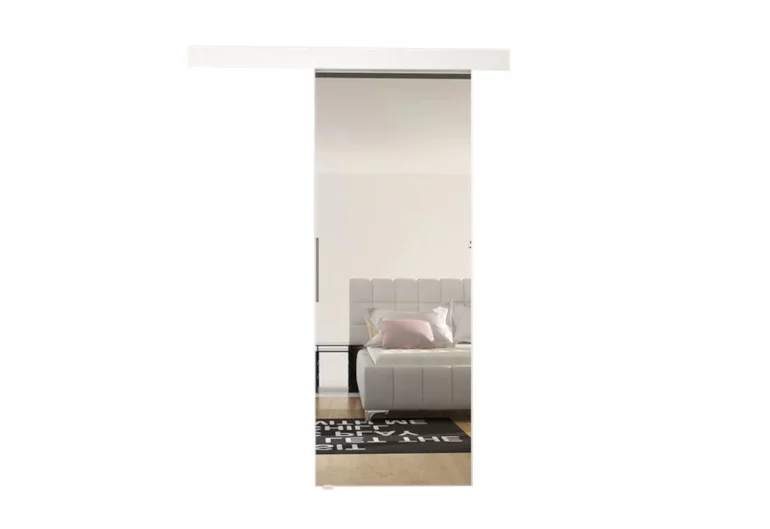 Плъзгащи врати DOLANO II с огледало + Безшумно затваряне, 96,5x205, бяло
