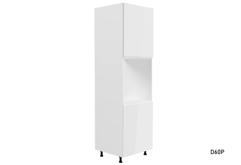 Кухненски шкаф вграден висок YARD D60P, 60x212x58, бяло/сив гланц, ляв