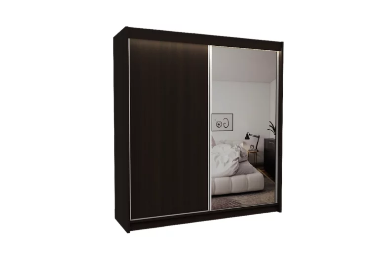 Шкаф с плъзгащи врати и огледало TARRA, венге, 200x216x61