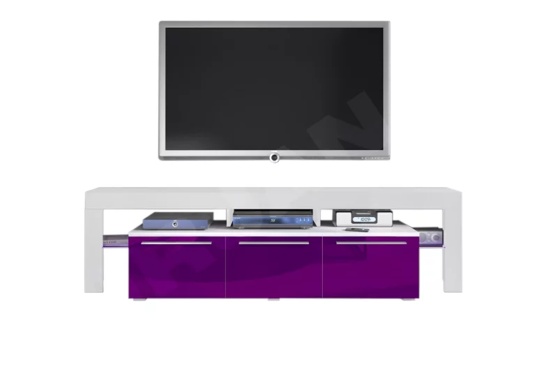 ТВ шкаф RTV BACON 150 Plus, бяло/лилав гланц