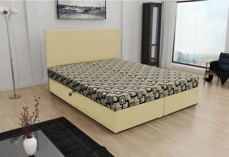 Двойно легло THOMAS с включен матрак, 140x200, Dolaro 100 кремаво/Siena 555