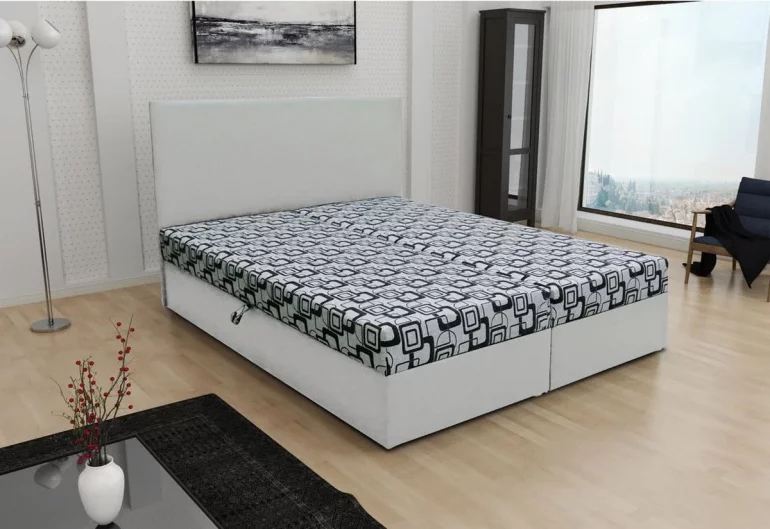 Двойно легло THOMAS с включен матрак, 140x200, Dolaro 511 бяло/Siena сиво