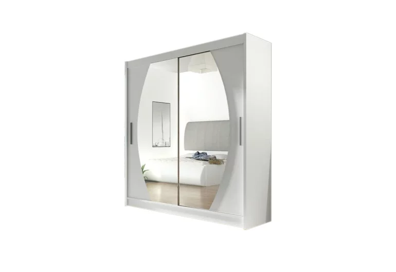 Плъзгащ се гардероб CARLA IV с огледало, 180x215x57, бяло мат
