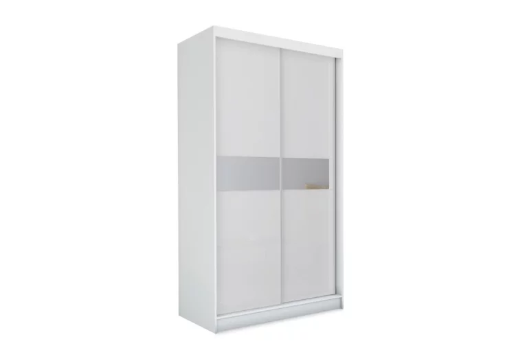 Шкаф с плъзгащи врати и огледало ALEXA, бяло, 150x216x61