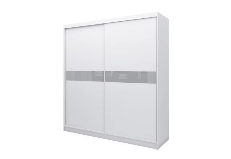 Шкаф с плъзгащи врати ALEXA, бяло/сиво стъкло, 200x216x61