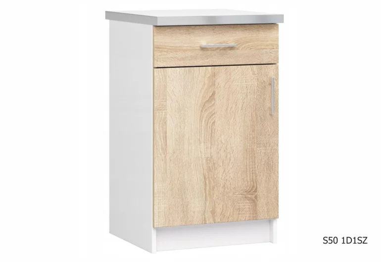Кухненски шкаф долен с работен плот SALTO S50 1D1SZ, 50x85,5x46, сонома/бяло