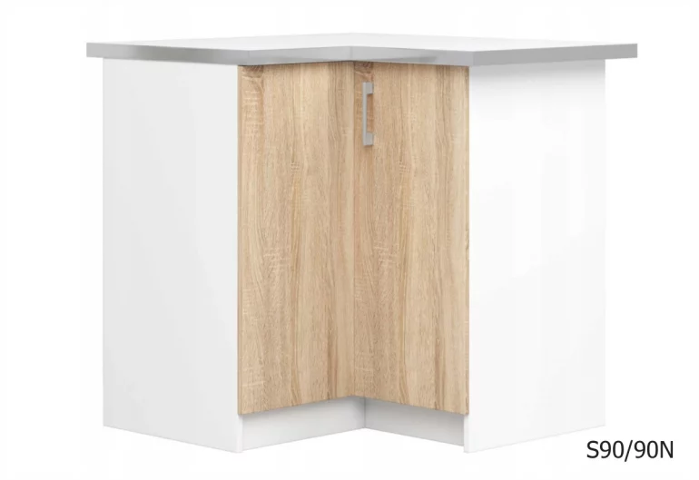 Кухненски шкаф долен ъглов с работен плот SALTO, S90/90N, 84/84x85,5x44,5, сонома/бяло