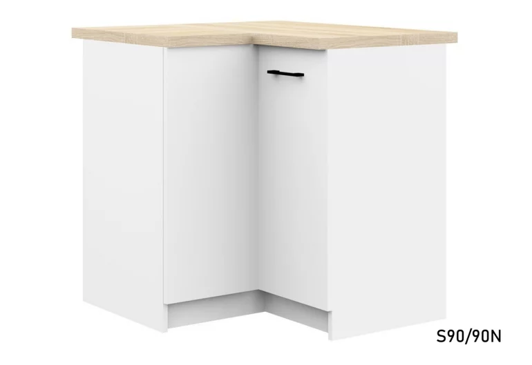 Кухненски шкаф долен ъглов с работен плот KOSTA S90/90N, 90/90x85,5x60, бяло/сонома