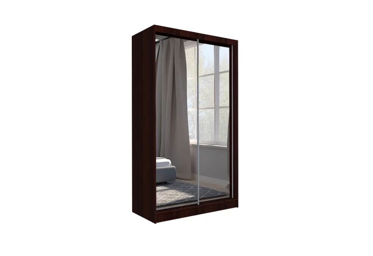 Шкаф с плъзгащи врати и огледало ROBERTA, 150x216x61, венге