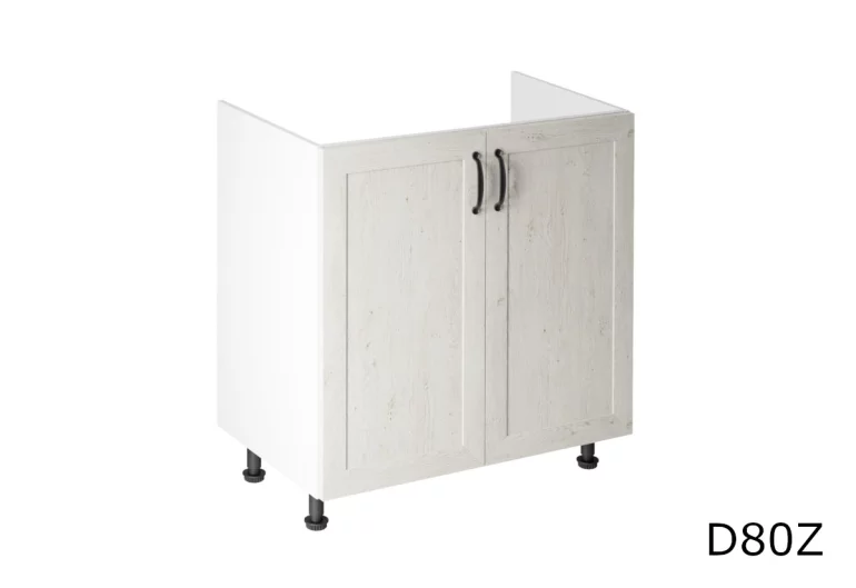 Кухненски шкаф за мивка KINGDOM D80Z, 80x82x47, бял скандинавски бор/див дъб