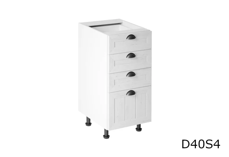 Кухненски шкаф долен с чекмеджета LORIENT D40S4, 40x82x47, бяло/бор Андерсен