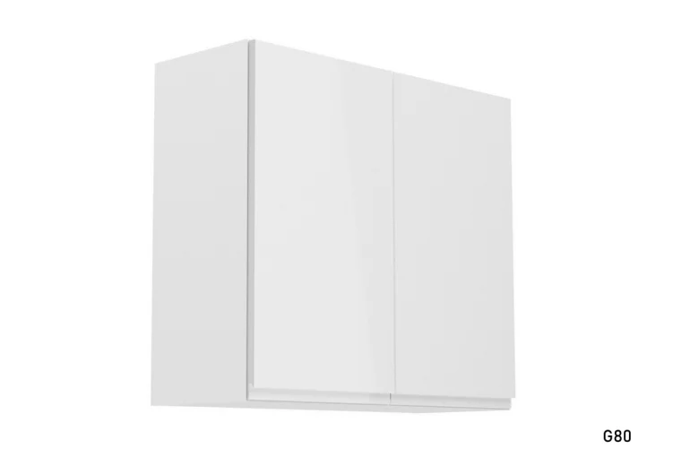 Кухненски шкаф горен двуредов YARD G80, 80x72x32, бяло/бял гланц