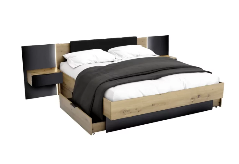 Модерно двойно легло с вградена табла, нощни шкафчета, скара и матрак по избор.